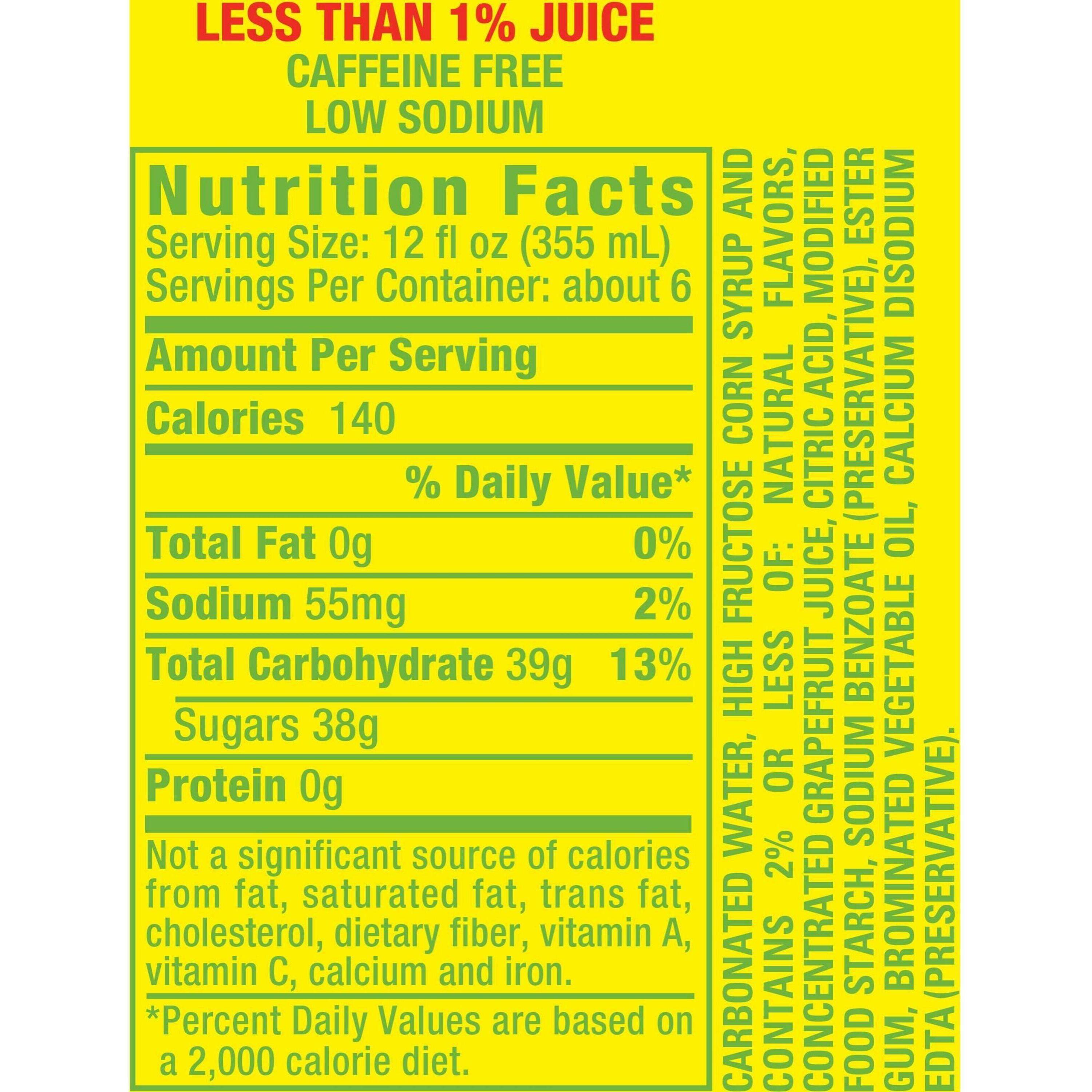 Image describing nutrition information for product Squirt