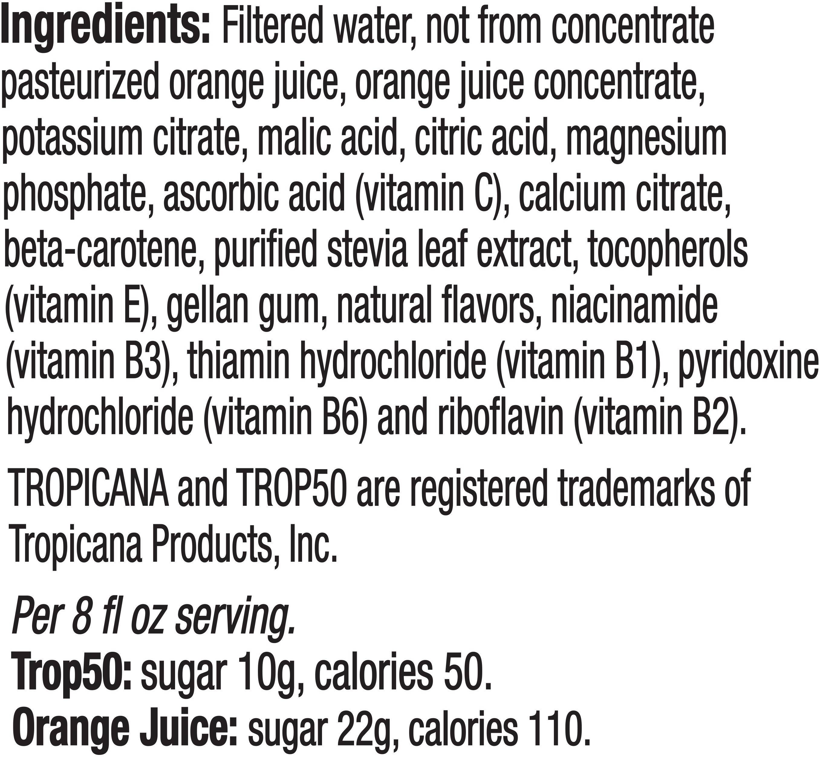 Image describing nutrition information for product Trop 50 Orange Juice
