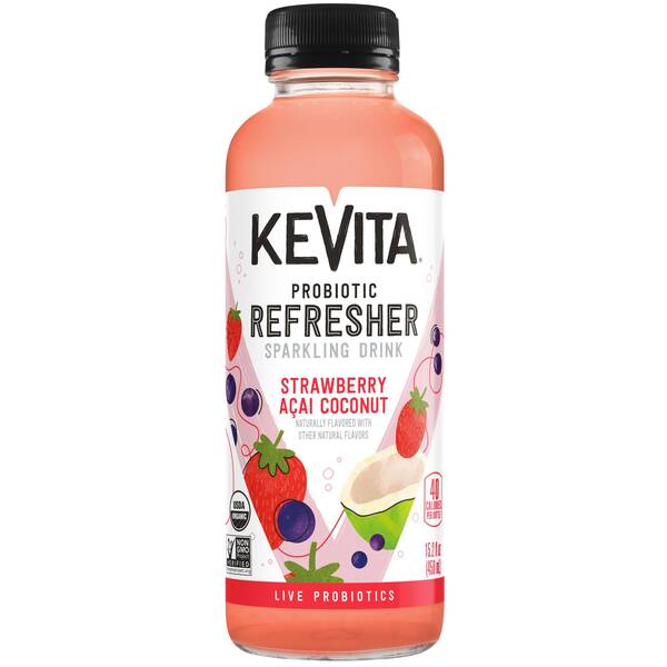 KeVita Sparkling Probiotic Strawberry Acai Coconut Image Of KeVita Sparkling Probiotic Strawberry Acai Coconut SKU: 167578