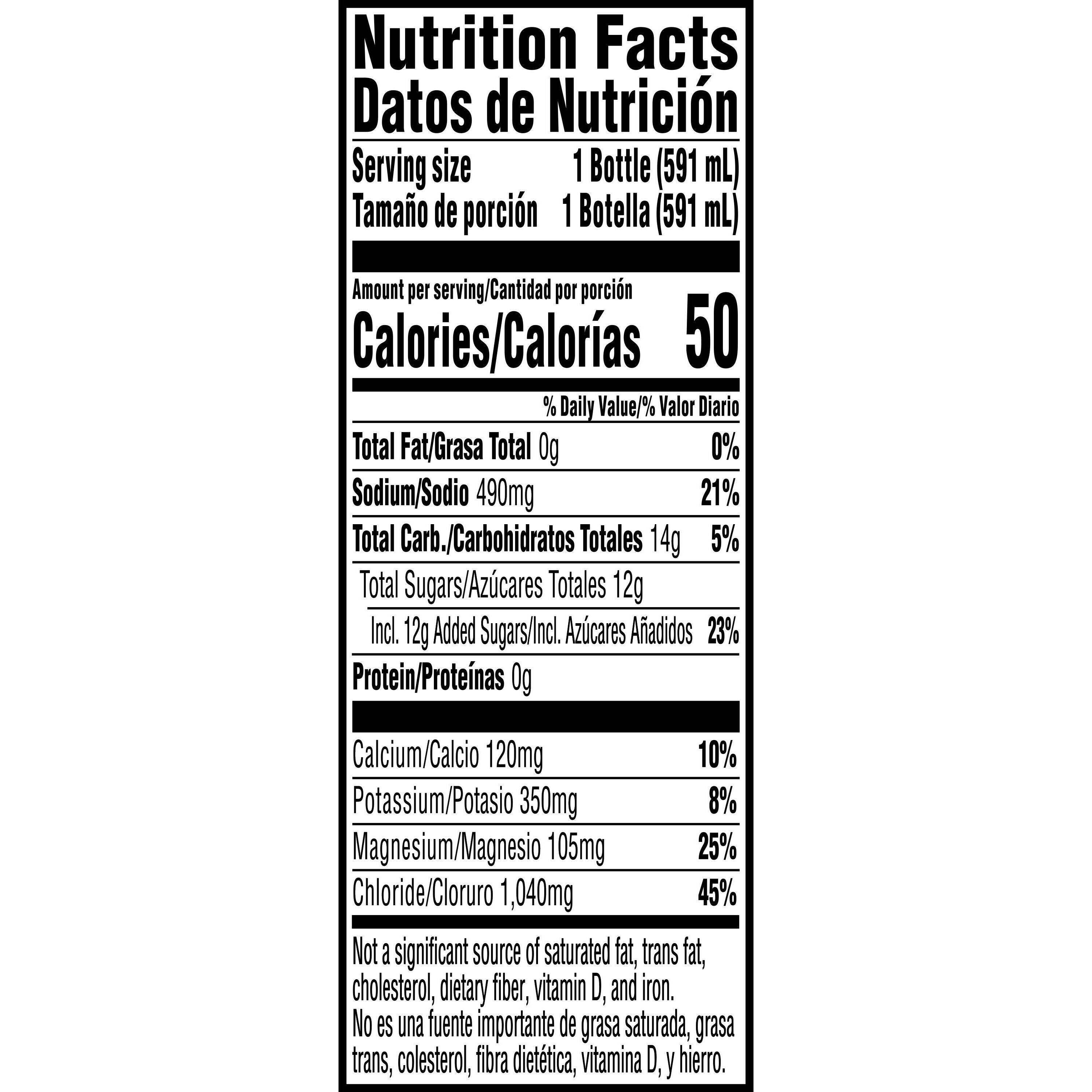 Image describing nutrition information for product Gatorade Gatorlyte Mixed Berry
