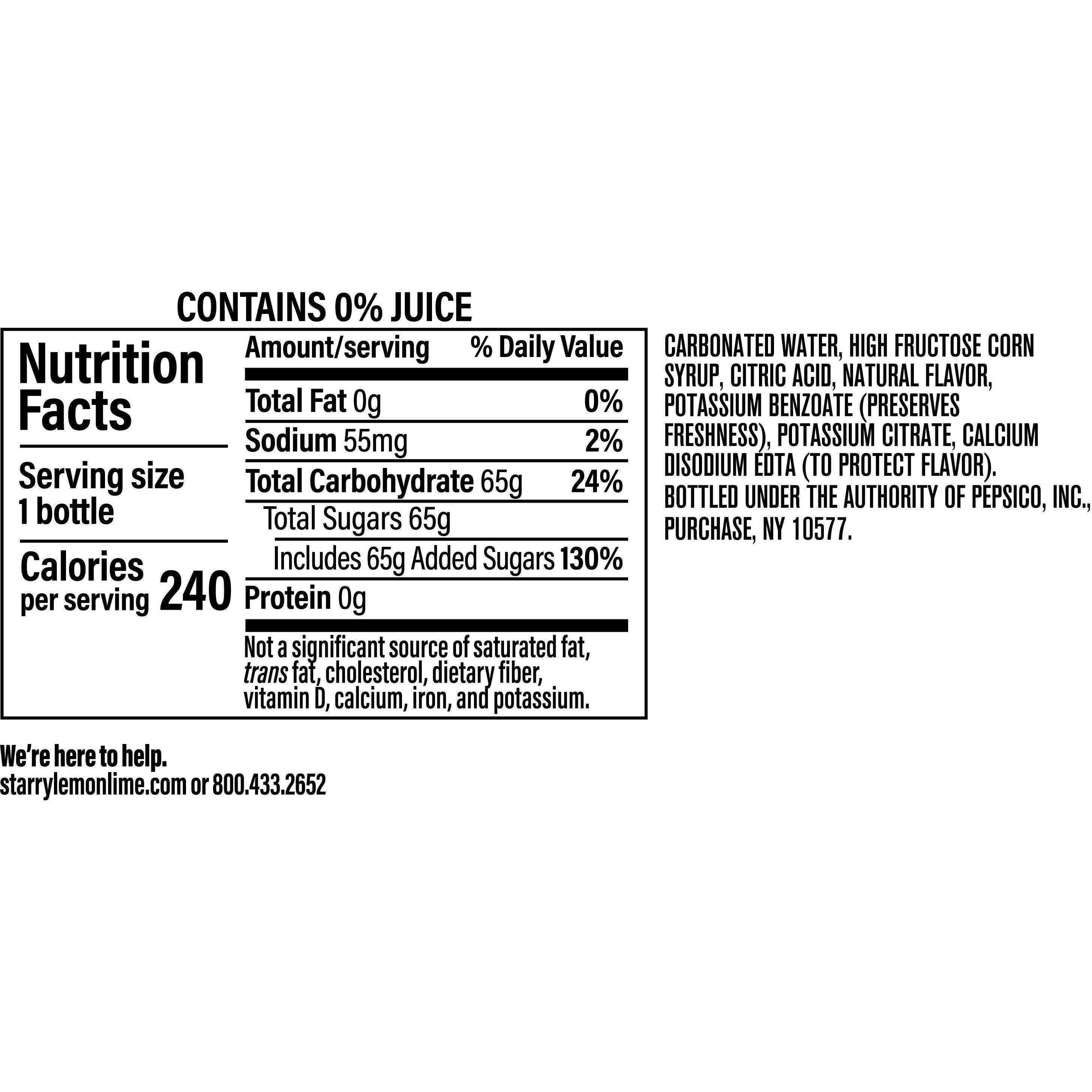 Image describing nutrition information for product Starry