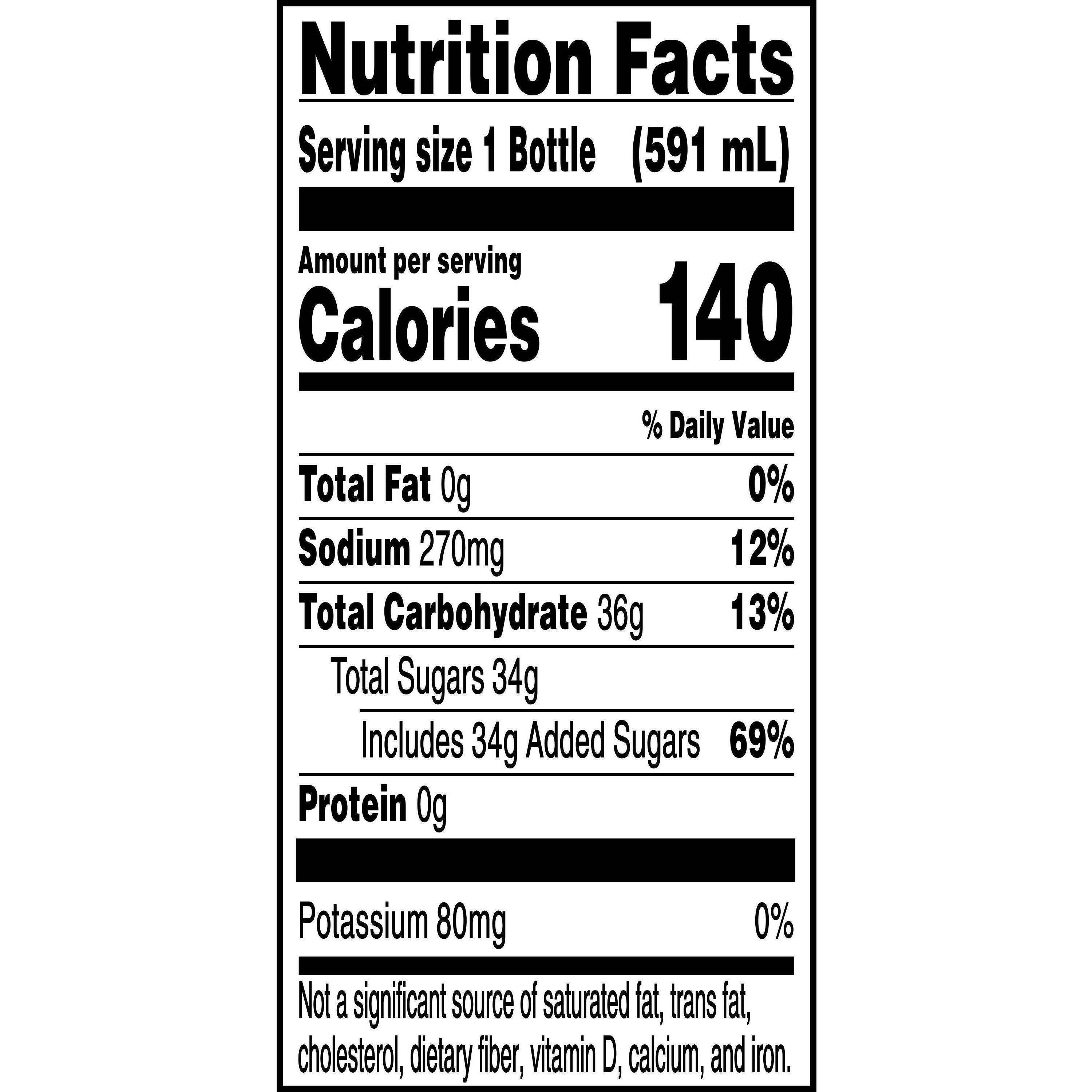 Image describing nutrition information for product Gatorade Orange