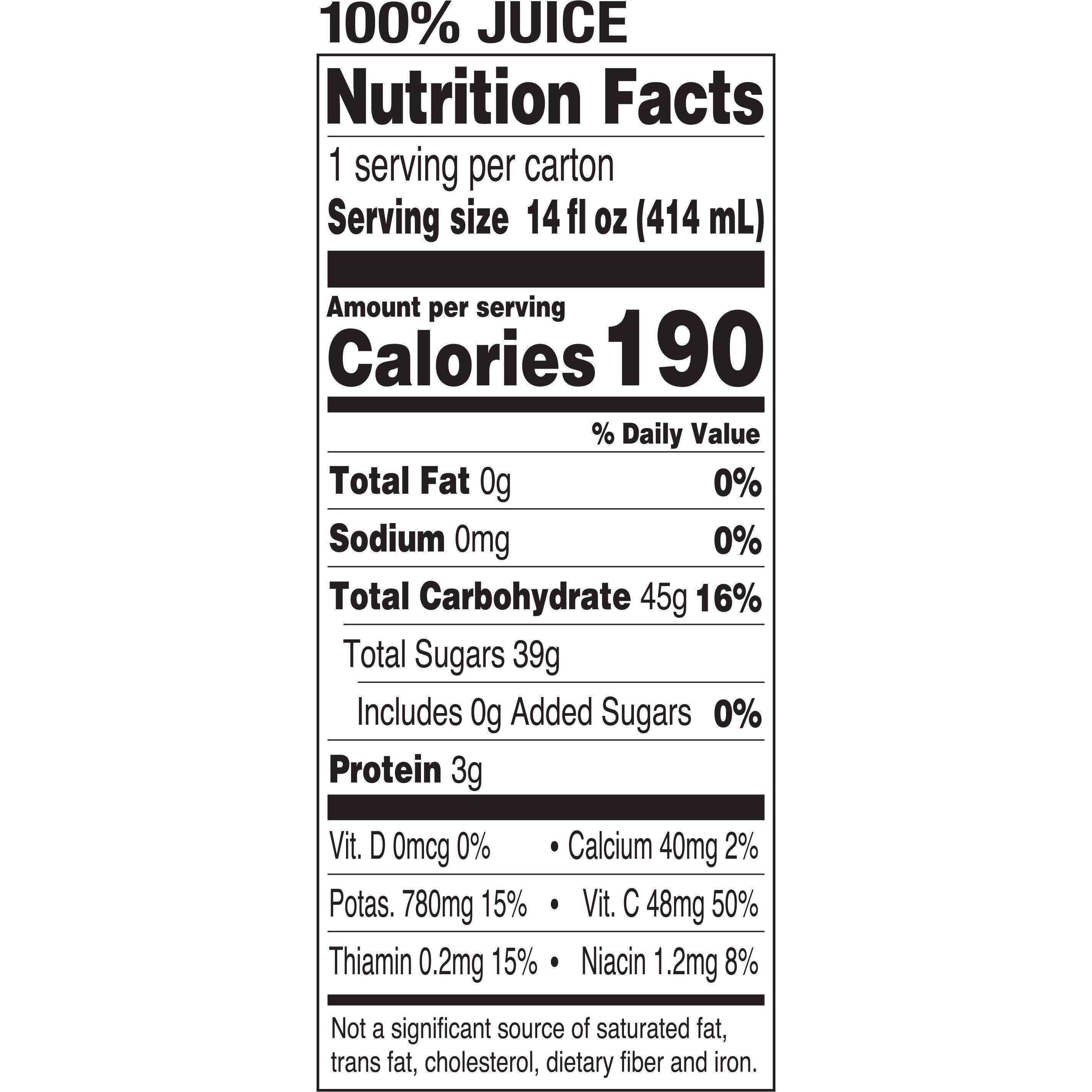 Image describing nutrition information for product Tropicana Pure Premium Home Style Orange Juice