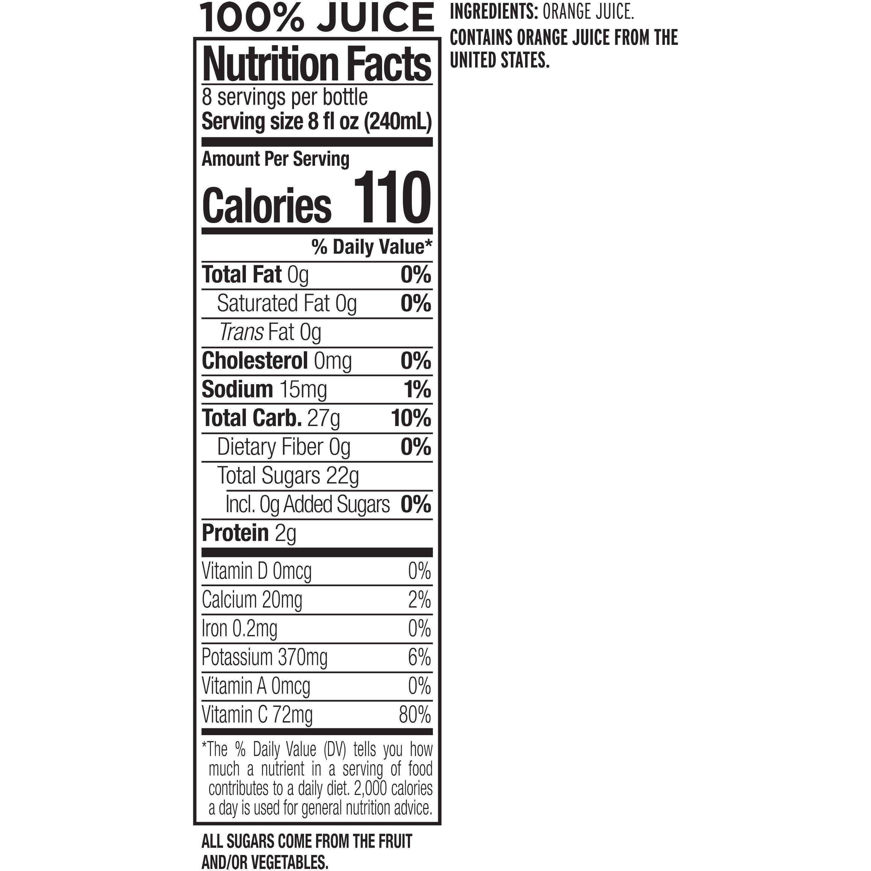 Image describing nutrition information for product Naked Juice O-J