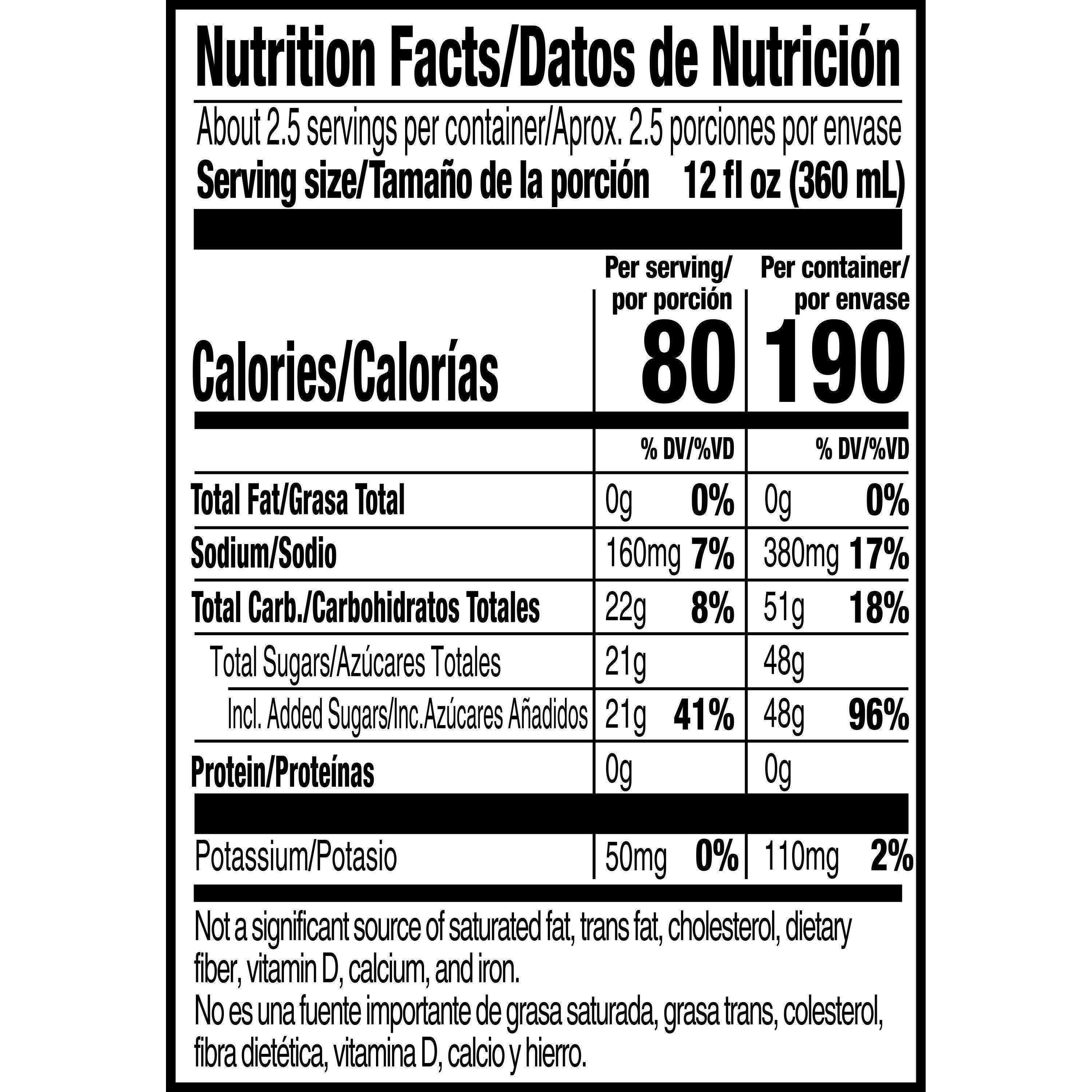 Image describing nutrition information for product Gatorade Lime Cucumber