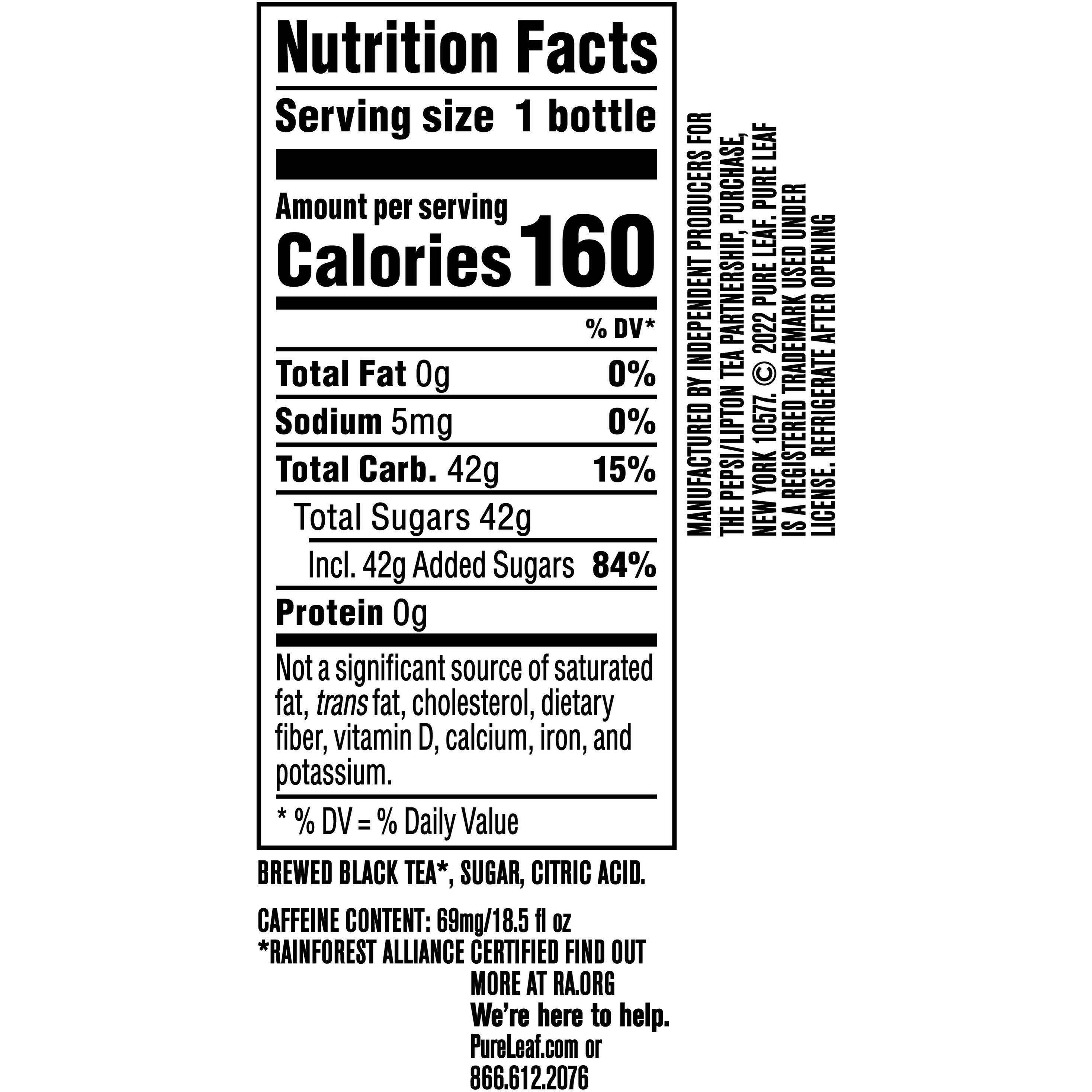 Image describing nutrition information for product Pure Leaf Sweet Tea