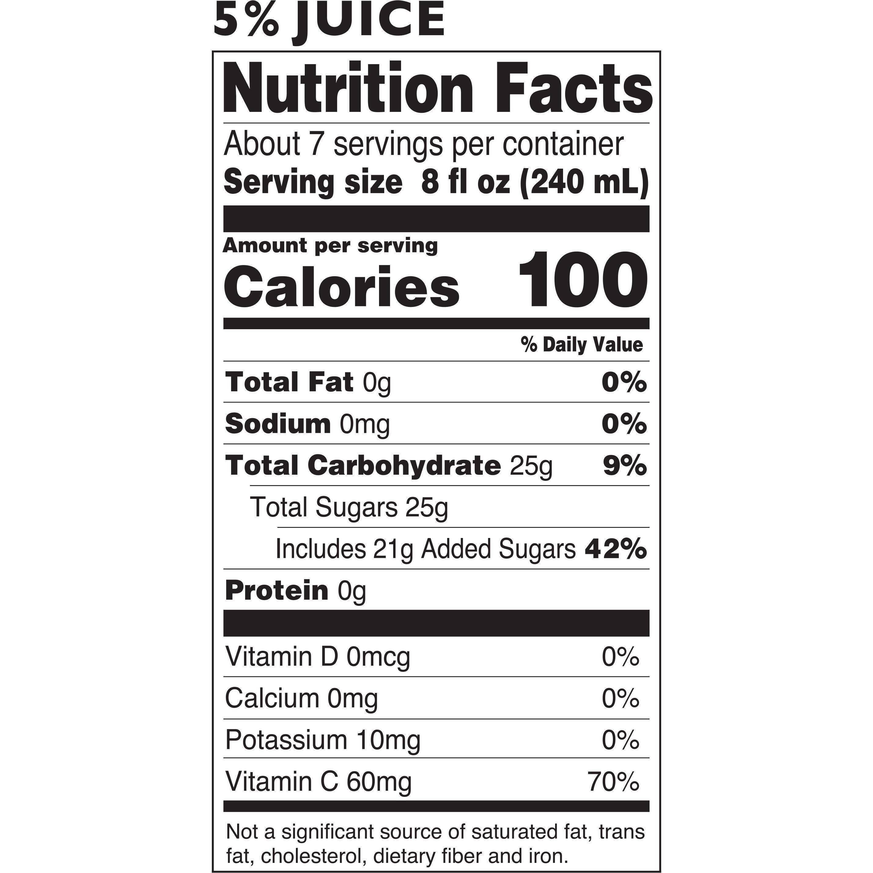 Image describing nutrition information for product Tropicana Peach Orchard