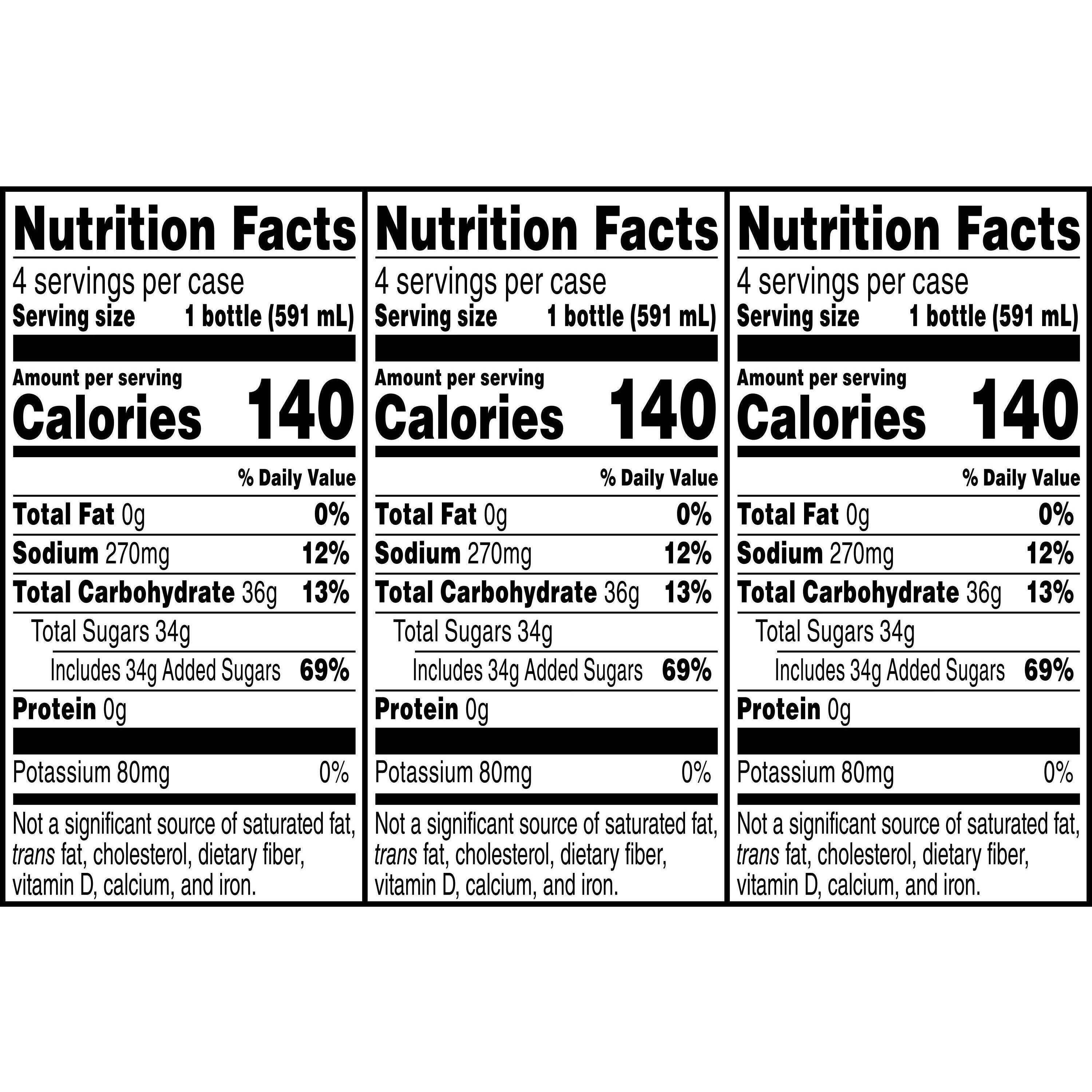 Image describing nutrition information for product Gatorade Variety