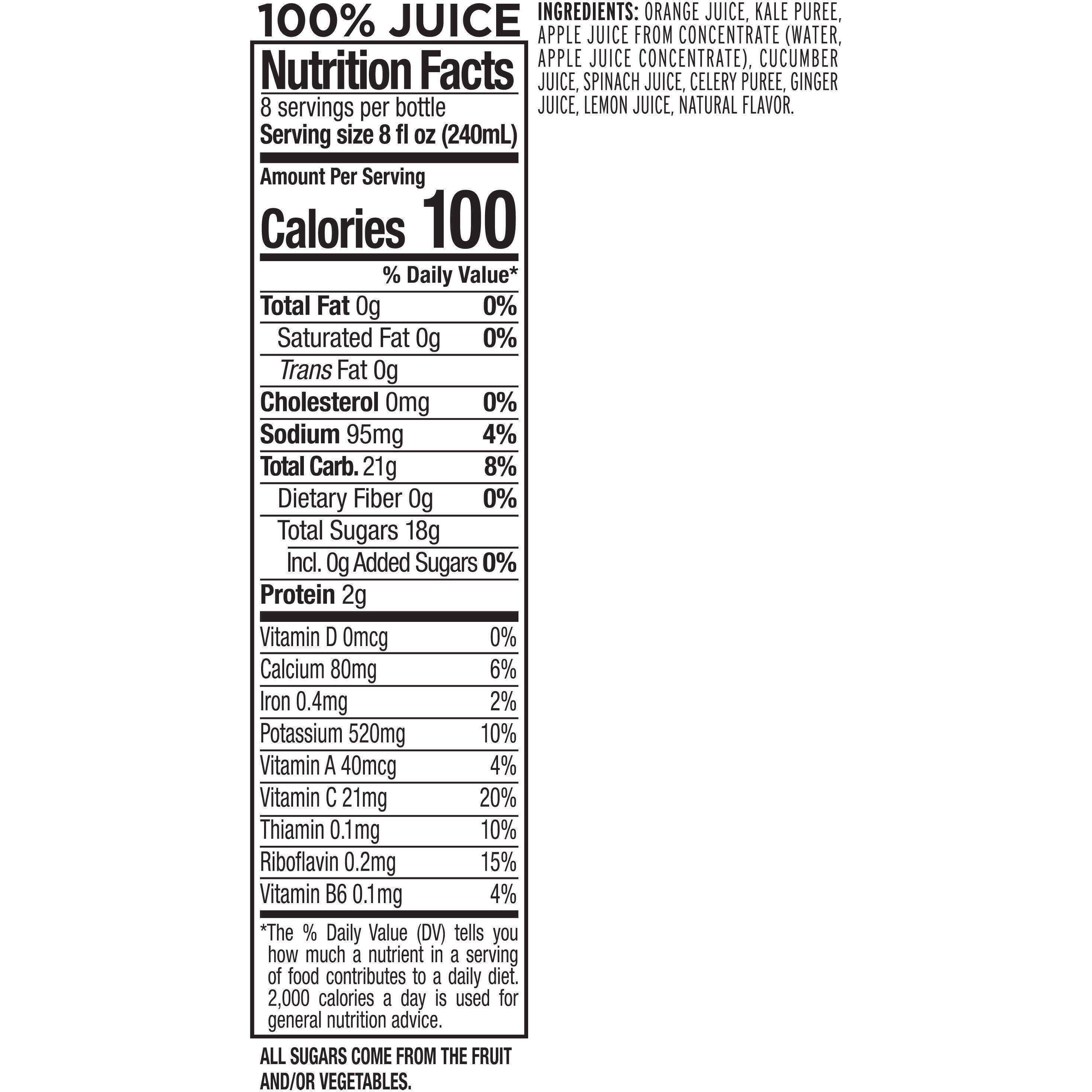 Image describing nutrition information for product Naked Juice Kale Blazer