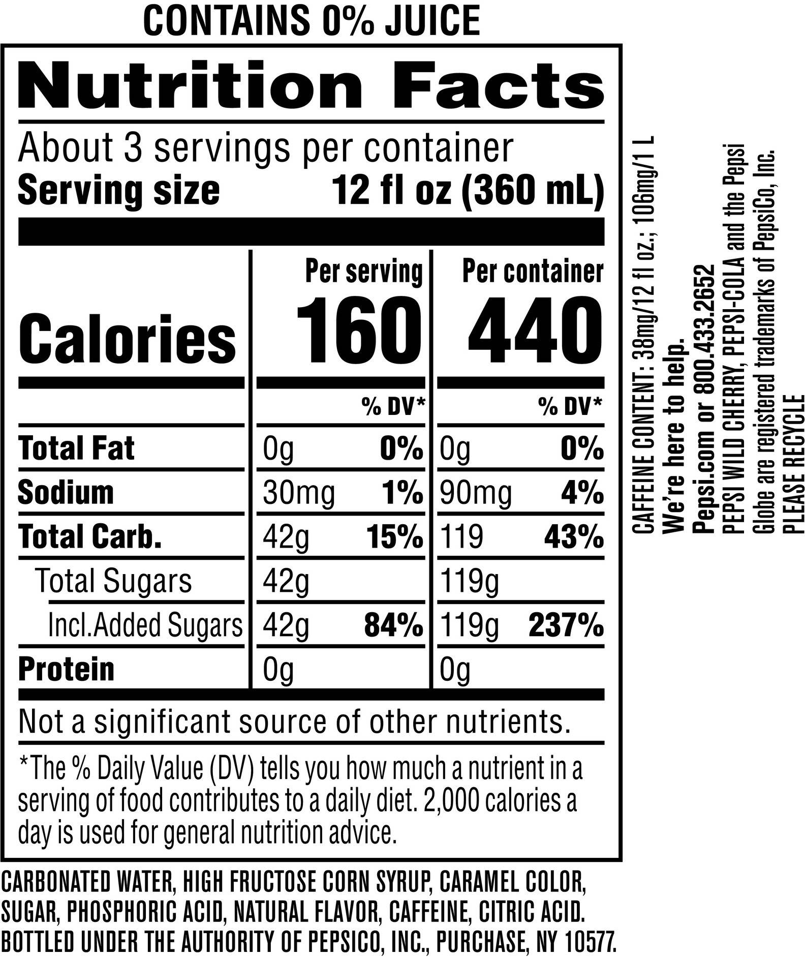 Cherry Pepsi Nutrition Label – Runners High Nutrition