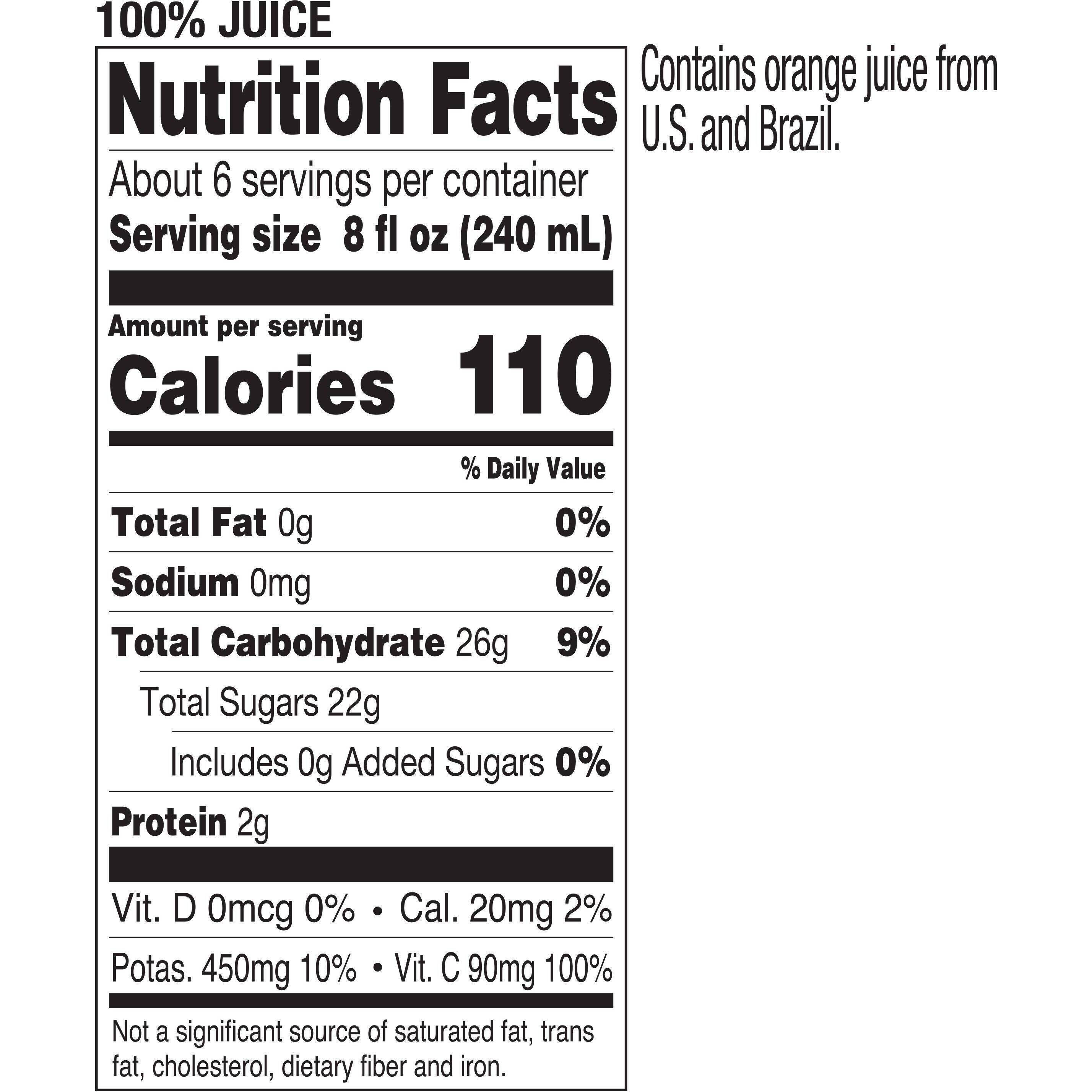 Image describing nutrition information for product Tropicana Pure Premium Original Orange Juice