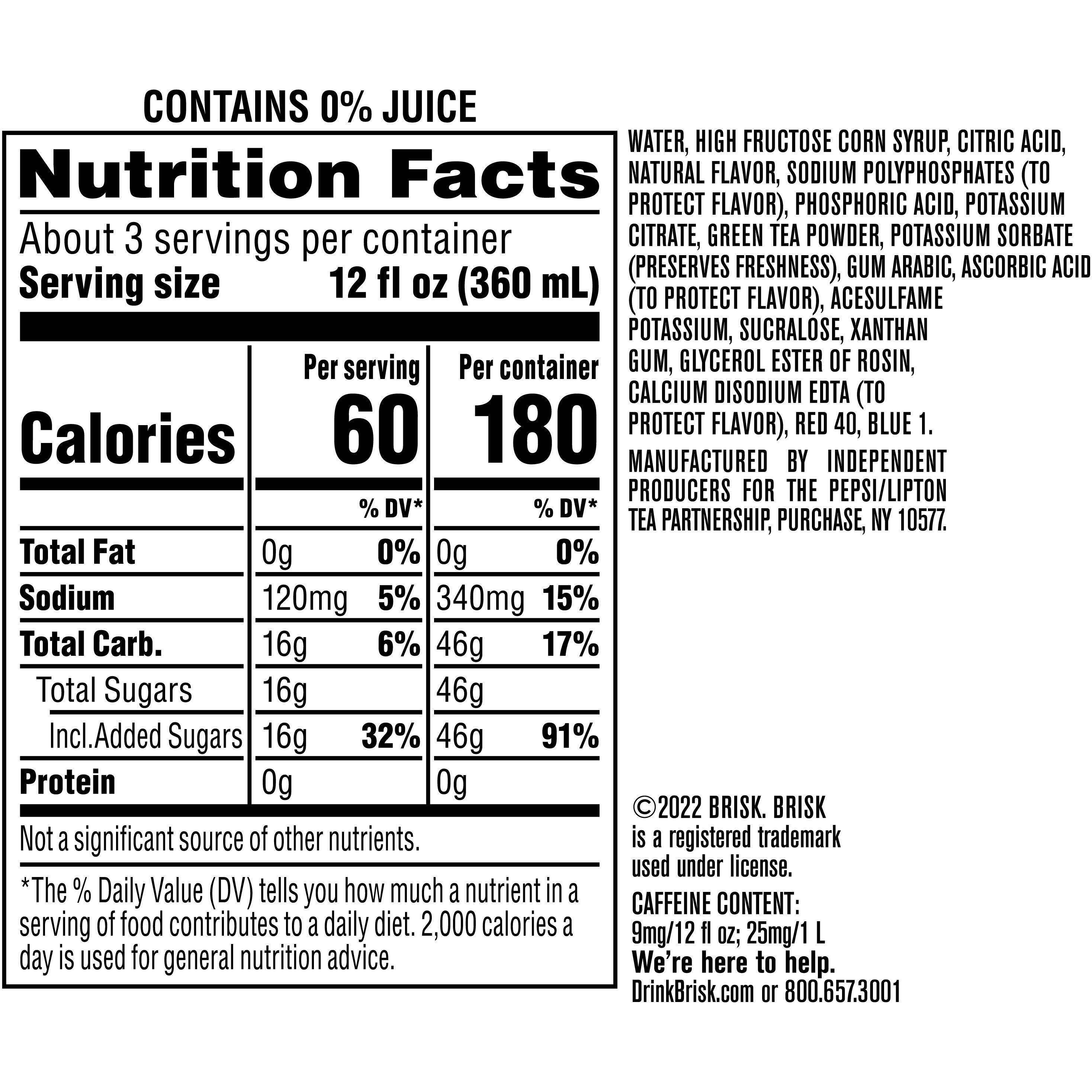 Image describing nutrition information for product Brisk Blackberry Smash