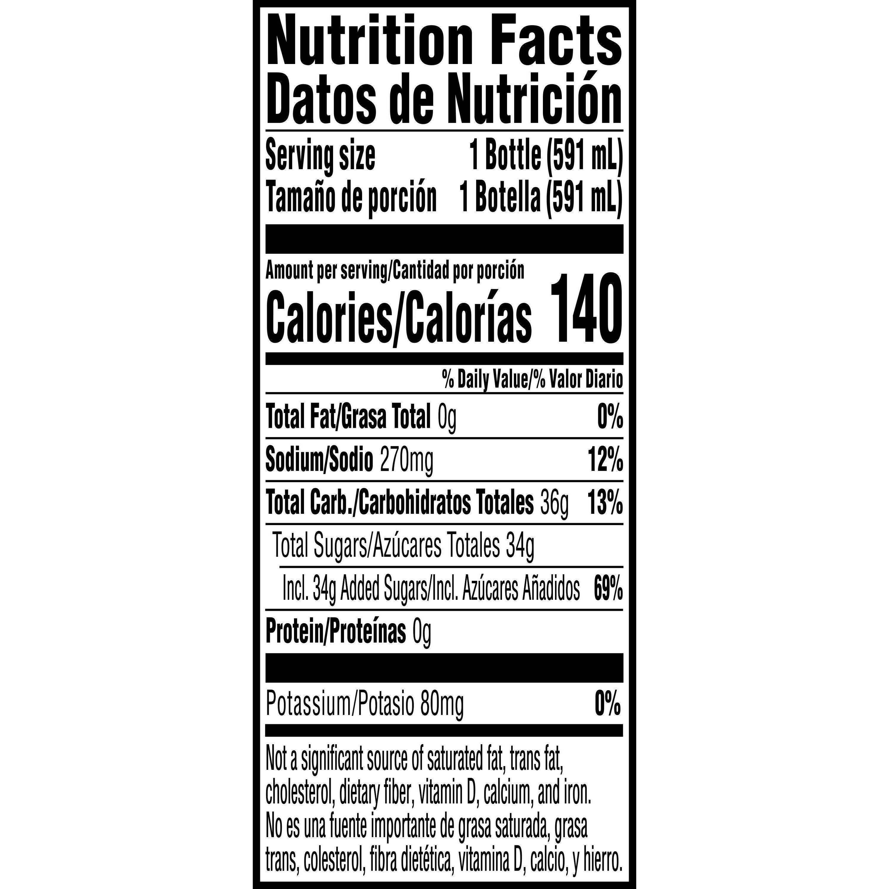 Image describing nutrition information for product Gatorade Lime Cucumber