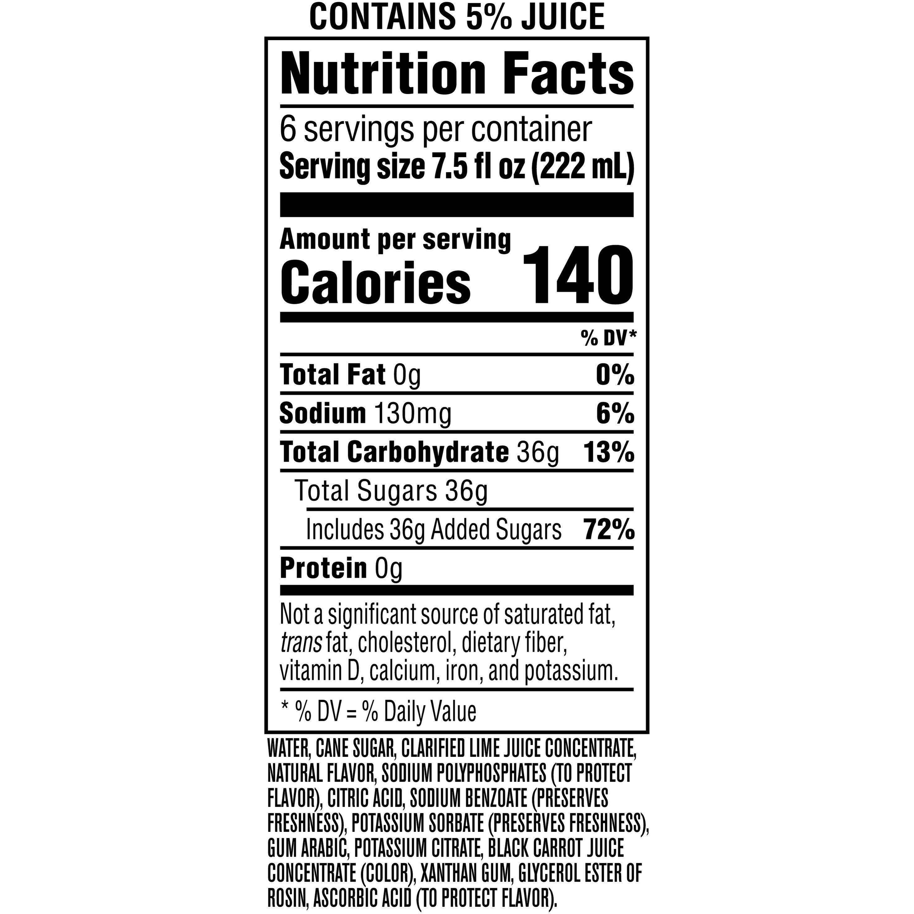 Image describing nutrition information for product Neon Zebra Strawberry Daiquiri Mix