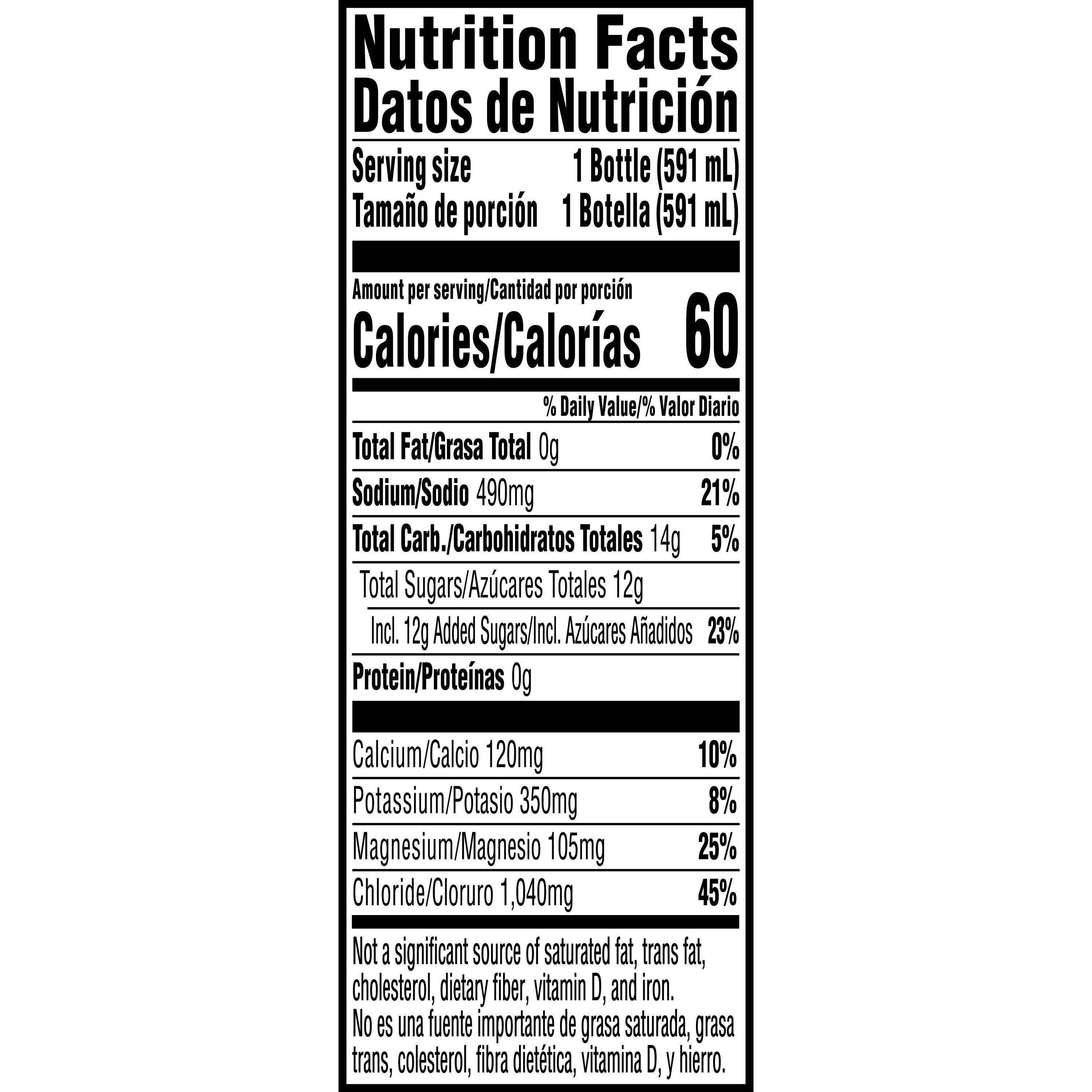 Image describing nutrition information for product Gatorade Gatorlyte Cherry Lime