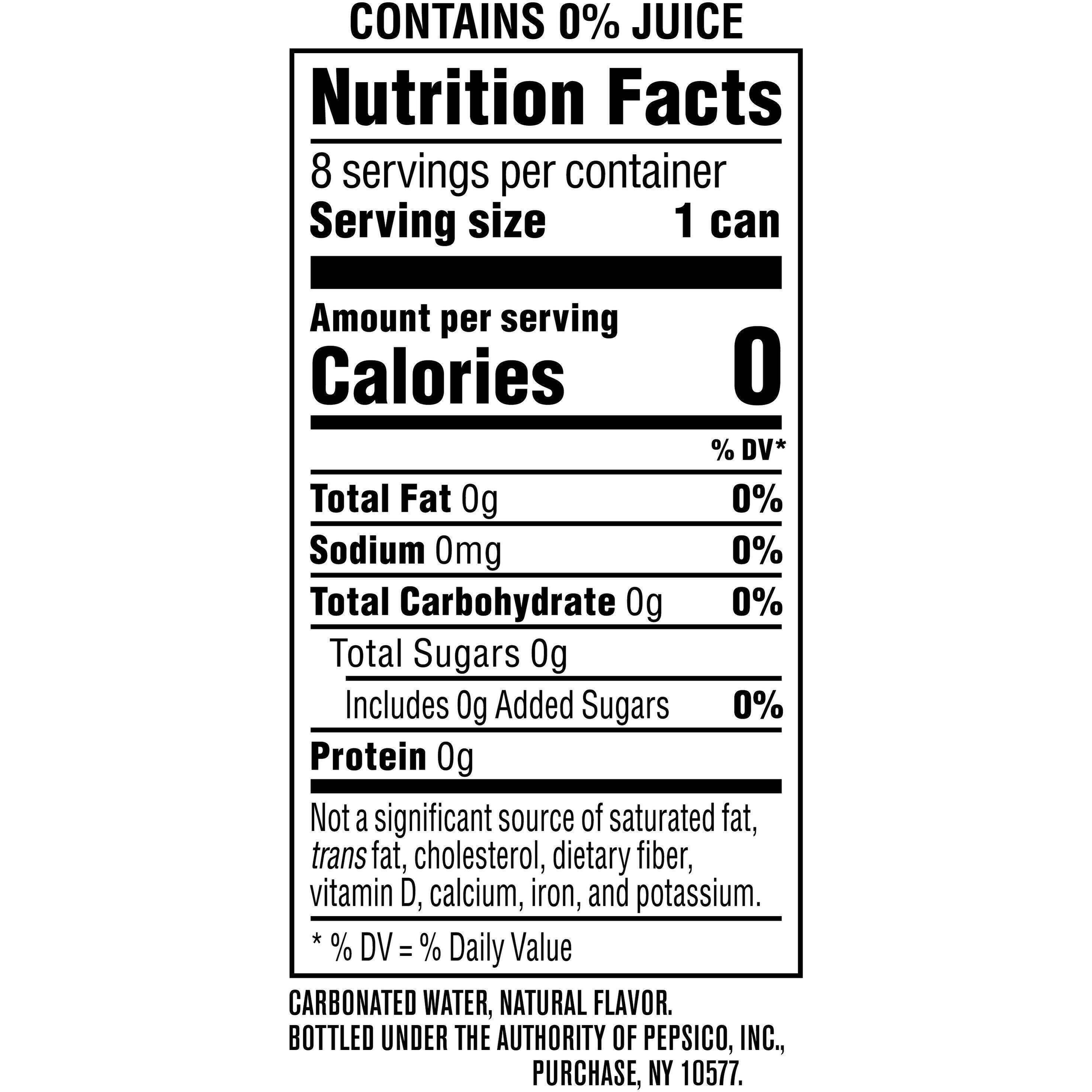 Image describing nutrition information for product bubly coconut pineapple 